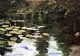 Calla Lilies Paintings - Yerres, on the Pond, Water Lilies by Gustave Caillebotte